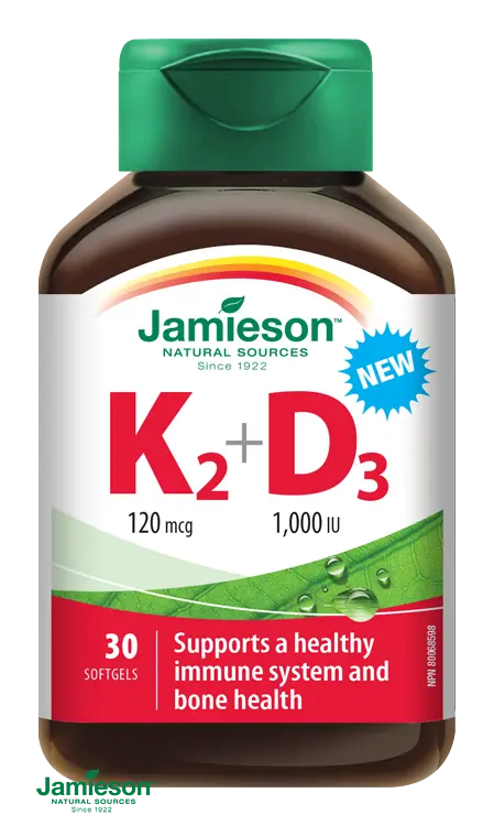 3141_JAMIESON VITAMINY K2 120MCG A D3 1000 IU 30 KAPSLI